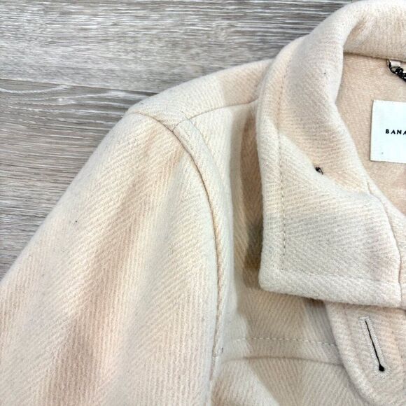 Banana Republic Women Pea Coat Creamy Wool Blend Toggle Loop Closures sz S - Picture 11 of 15